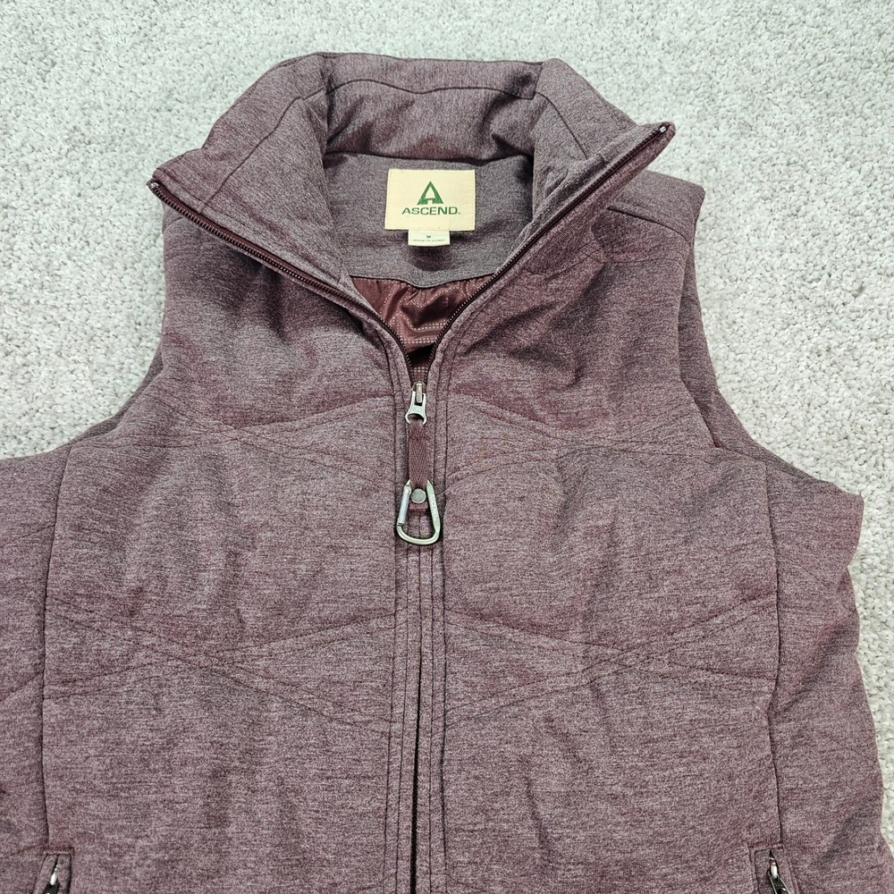 Ascend Quilted Heathered Purple Vest Womens Size M Full Zip Pockets Stand Collar - Picture 6 of 7